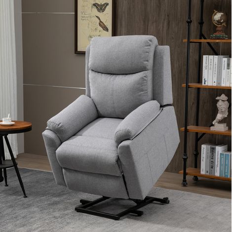 Poltrona relax elettrica reclinabile con alzapersona e telecomando grigia OKWISH (1/5)