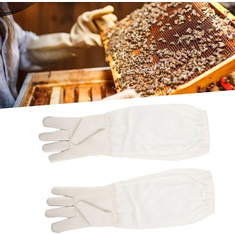 Gants d'Apiculteur Protection Bras Longs Anti-Piqûres Taille XL Blanc (1/5)