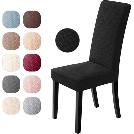 Stuhlbezüge 2er Set Universell Stretch Jacquard Abwaschbar Schwarz (1/5)