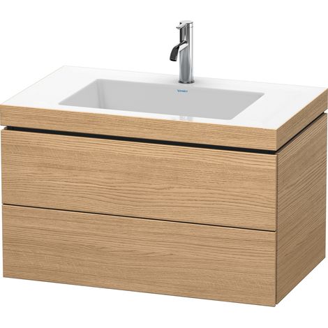 Lavabo per mobili Duravit L-Cube con base, sospeso, 80x48 cm, 2 cassetti, senza sfioratore, 1 foro per rubinetto, colorazione: Rovere europeo Decorazione quercia - LC6927O5252 (1/2)
