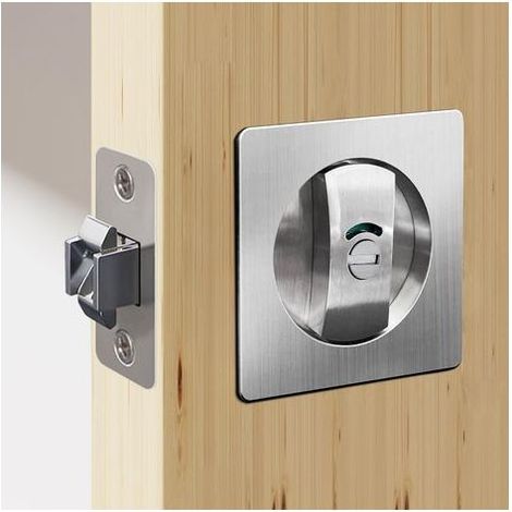 Porte Coulissante Mortaise Serrure Ensembles Poignée Le style caché Encastré Poignée Loquet Intérieur Meubles en Bois Serrure de Porte Couleur argent (1/5)