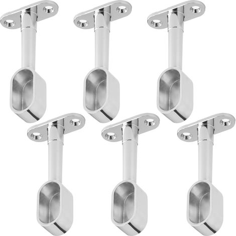 3 Paar (6 Stück) Schrankstangenhalter Endstück für 3 ovale Kleiderstangen (30 x 15 mm) Chrom poliert höhenverstellbar 84 - 112 mm Schrankrohrlager Kleiderstangenlager von SOTECH