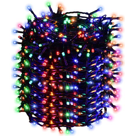 Jiubiaz Ghirlanda luminosa LED natalizia 500 LED 50 m IP44 impermeabile Illuminazione esterna Giardino interna per feste natalizie Matrimoni Colorata (1/5)