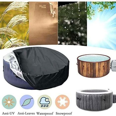 Couverture De Piscine - Ronde - Imperméable - Résistant Aux UV - Tissu Oxford 210D - 210 X 30 Cm - Gris (1/4)