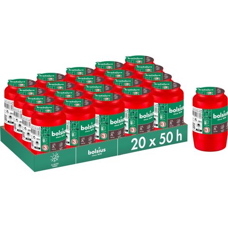 Lot de 20 bougies funéraires - Rouge - Durée de combustion: 2 jours - Bougie de condoléances et mémorial (1/5)