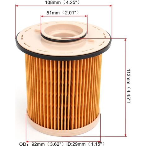 Ce filtre à gazole automobile est compatible avec le filtre à carburant Dodge Ram 4883963AA (filtre en papier). Il s'agit d'un filtre à gazole Dodge Ram vendu à l'unité. (1/4)