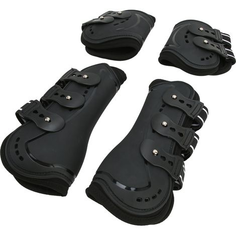 Guêtres pour chevaux avant et arrière, amortissantes et respirantes, à coque PU ouverte sur le devant, pour le saut d'obstacles et l'équitation de compétition, taille M. (1/5)