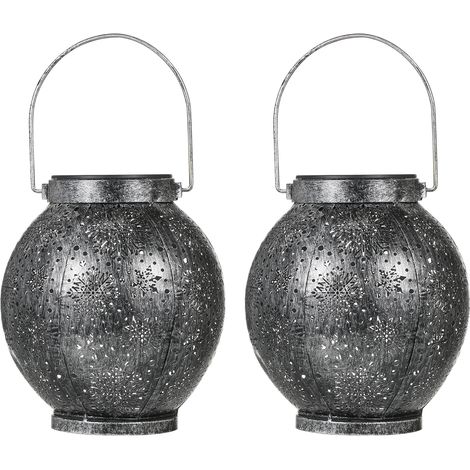 Lot de 2 lanternes LED solaires 2V CC, lampe suspendue d'extérieur, étanche IP65, batterie rechargeable haute capacité intégrée de 600 mAh, pour terrasse, jardin, cour, allée. (1/5)