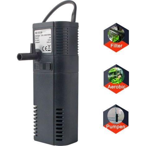 Filtre d'aquarium filtre interne pompe de filtre interne avec tige de pulvérisation pour aquarium 300L (300L / H 2W)--TRIMEC (1/5)