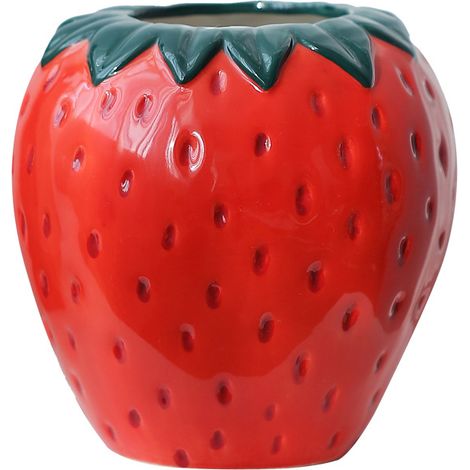 Erdbeerrote Vase, moderne Wohnzimmerdekoration, hübsche Vase, ästhetische Dekoration, Himbeertulpenvase, Pampasgrasvase, 15 x 15 x 15 cm (1/4)