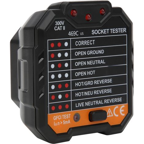 Testeur de prise électrique avec écran numérique, analyseur de défauts secteur, fiche UE 48-250V, vérificateur de tension et de câblage pour installation domestique (1/5)