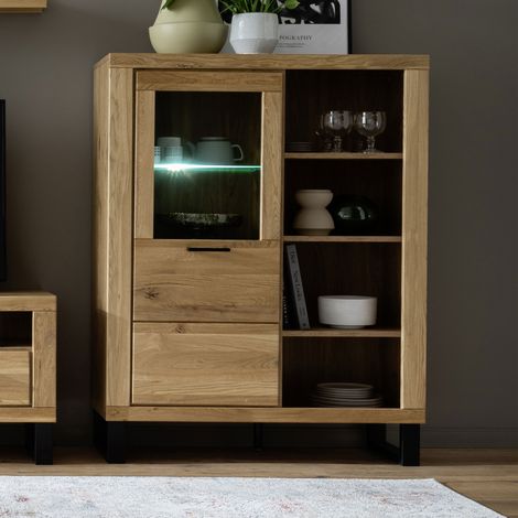 Vitrine 1 Porte bois 4 niches en chêne - GROMPO