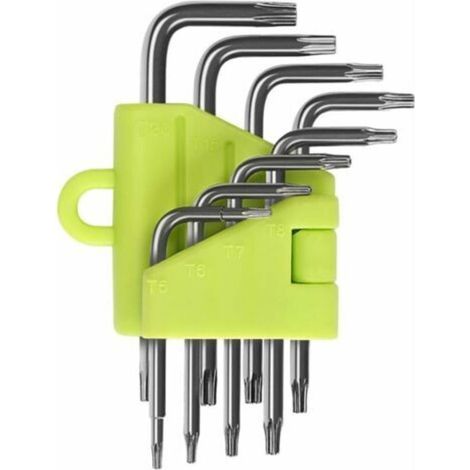 BUNTHAUS Clés Torx Coudée, Kit de 8 Pièces Clés Allen Torx, Tournevis Etoile T5 T6 T7 T8 T9 T10 T15 T20, Ensembles de Clés Outillage à Main Clés Hexagonales Torx (1/5)
