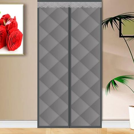 Rideau de porte magnétique thermique Rideau de Porte Épaississant d'hiver Isolant Phonique Anti Froid pour portes Isolation Seule pour portes de balcon Porte de salon extérieure 80x180cm Gris (1/5)