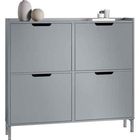 Zapatero Estrecho con 4 Solapas Organizador para Zapatos de Entrada 100 x 19 x 90 cm Gris FSR100-HG SoBuy ES