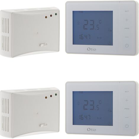 Lot de 2 thermostats programmables sans fil - blanc - Otio (1/4)