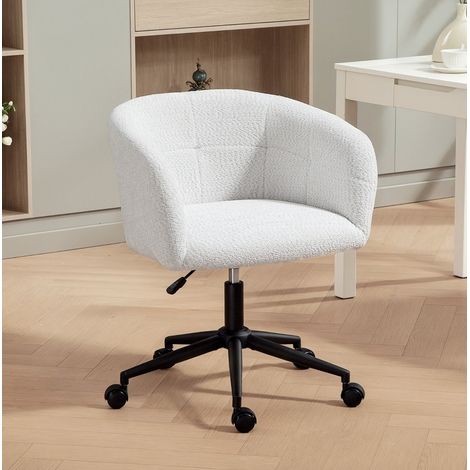 Chaise de bureau pivotante 65x59x75-85 cm en tissu blanc crème, réglable, pour bureau FloraGrace (1/5)