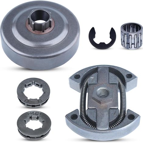 Kit jante de tambour et pignon 325"-7 compatible pour tronçonneuse Husqvarna 55 Rancher 50 51 154 254 avec clip E, remplace 501 45 54-03 (1/5)