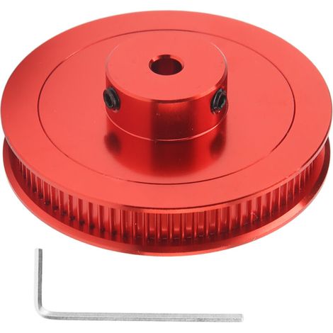 Poulie synchrone GT2 80 dents en acier allié, diamètre 5mm, pour imprimante 3D et CNC, roue dentée rouge (1/5)