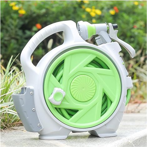 Avvolgitubo da Giardino Manuale 14m con Pistola 7 Getti – Plastica Resistente UV Design Ergonomico – Ideale per Balcone, Giardino e Garage (1/4)