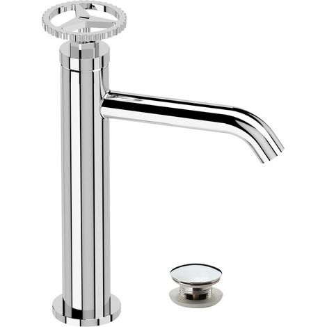 Miscelatore per lavabo altezza media senza foro sul corpo con scarico click-clack e troppopieno - serie Chrono (1/2)