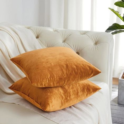 Lot de 4 Housses de Coussins en Velours Décoratif Canapé Taie d'oreiller, Doux Decoration Maison Salon Chambre, 45X45CM,Orange (1/5)