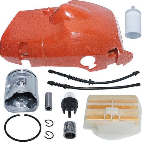 Filtre à air et à carburant de piston 44 mm avec ligne de retour et kit de couvercle de cylindre supérieur pour Tronçonneuse Husqvarna 450 Remplace 544080803. (1/5)