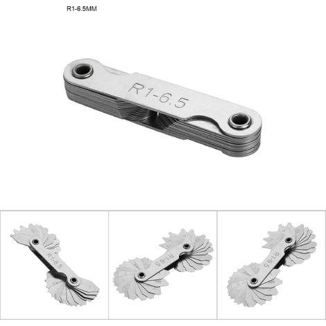 Jauge de filet de rayon en acier inoxydable, outil de mesure convexe concave interne externe (R1-6.5MM) (1/5)