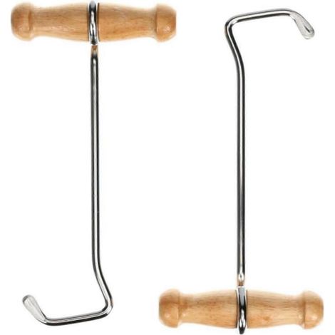 Lot de 4 crochets et tire-bottes pour bottes de cowboy, poignées en bois, tire-bottes avec poignée (1/2)
