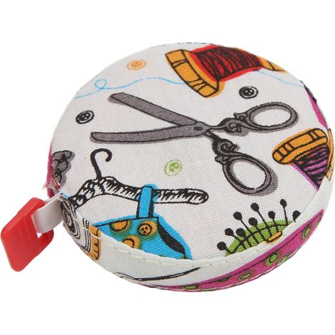 Lot de 2 mètres ruban souples, faciles à lire, en forme de bouton rond, portables, pour la prise de mesures corporelles et la couture. Couleurs variées. (1/5)