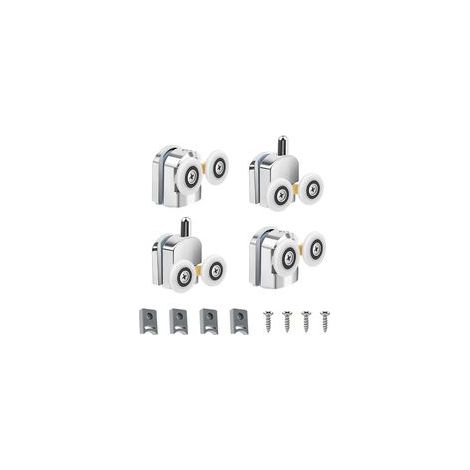 Roulettes de porte de douche, lot de 4 roulettes doubles de 23 mm, durables et silencieuses, pour portes en verre de 4 à 6 mm d'épaisseur.