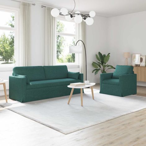 Sofa Set 2 pcs Dunkelgrün 198 x 78 x 80 cm Stoff