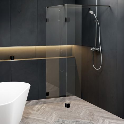 Paroi de douche italienne SCANDIC NXT 202 RIHO 156x37 x200 cm à charnières noires (1/2)