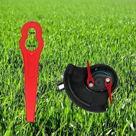 10 Stück Kunststoffmesser für Gartenrasenmäher, Rasenmäherzubehör, Ersatzmesser aus Kunststoff für FRT18A, FRT18A1, ART46155, FRT20A1 (1/4)