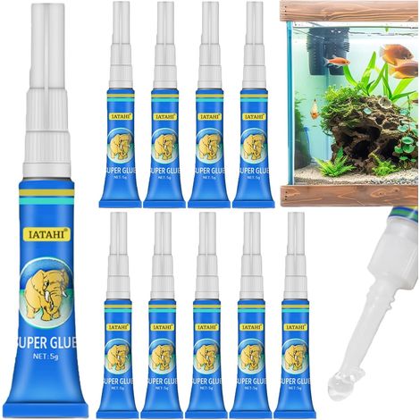 Colle Aquarium À Séchage Rapide,10pcs Mastic en Silicone Transparent pour Plant,Tube de Colle Forte Instantanée pour Aquarium,Colle Aquarium Séchage Rapide Sûre,Décoration D'aquarium (1/5)