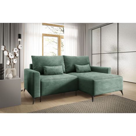 Ecksofa Schlafsofa Sofa SILVES in Stoff Poso Grün Ottomane Rechts (1/5)