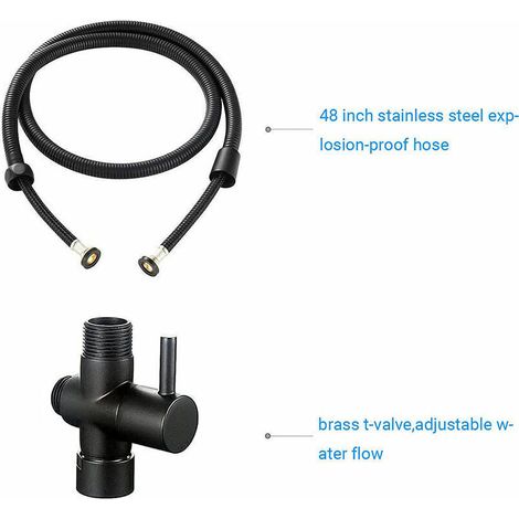 Douchette pour robinet -Kit Douchette WC Acier Inoxydable Noir Robinet wc pulvérisateur pour l'hygiène personnelle quotidienne, jeu de tuyaux mural - (1/4)