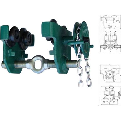 Trade Shop - Carrello Porta Paranco A Spinta Per Trave Catena Portaparanco 220mm Traslazione - -kg. 3000-