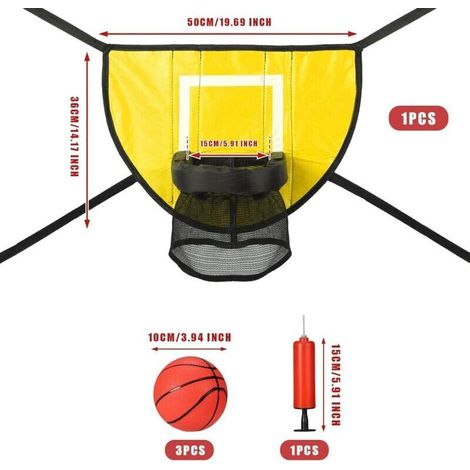 Set di accessori per basket su trampolino con 3 mini palloni da basket e 1 pompa, accessori da gioco impermeabili per tutte le età (giallo) (1/4)