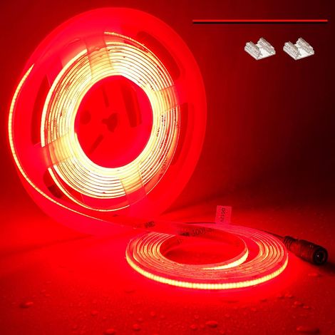 1x Ruban LED COB Rouge 5M,480LED/M,IP65 Étanche,Flexible,Découpable,Intérieur Extérieur