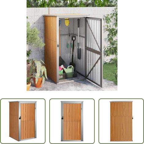vidaXL Outils de jardin - Abri à outils de jardin marron 88x89x161 cm acier galvanisé (1/5)