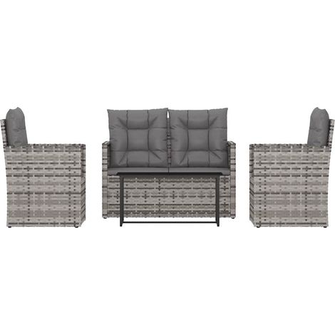 Maison Exclusive - Set Divani da Esterno 4 pz con Cuscini in Polyrattan Grigio (1/5)