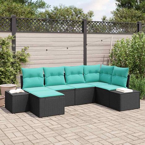 Teenpull – Gartensofa-set 6 Stk. Schwarz Poly-Rattan (1/5)