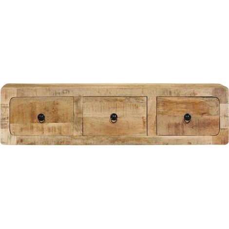 Meuble TV,Banc TV,Armoire TV mural 100x32x25 cm bois massif manguier brut CFW927195 (1/5)