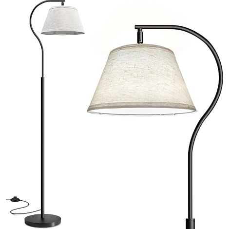 Floor Lamp Living Room, Floor Lamp Arch with Shade and Foot Switch, Modern Living Room Lamp with 9W LED Bulb, E27 170cm Lamp for Bedroom, Office (Linen) (1/5)