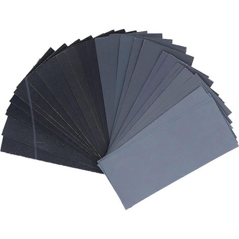 Schleifpapier-Set (Trocken- und Nassschleifpapier), Körnung 120 bis 3000, wasserfest, 42-teilig, zum Polieren und Schleifen