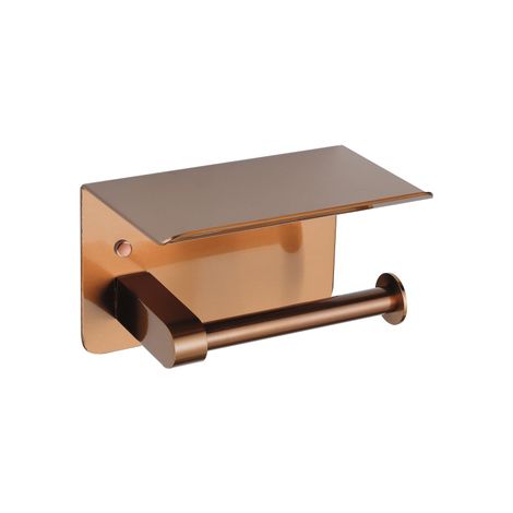 FugaFlow Eccelente Porte-rouleau de papier toilette Acces - avec plateau - Cuivre brossé PVD (Cuivre)