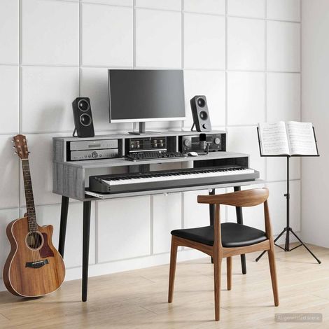 vidaXL Studio Desk Grey Sonoma 152 x 42.5 x 36 cm Engineered Wood (1/5)