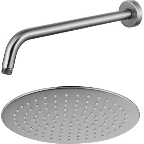 FugaFlow Eccelente Acces Douche de tête - 25cm - ronde - bras mural 35cm - Acier inoxydable brossé PVD (RVS)