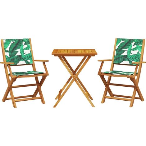 Maison Exclusive - Set da Bistrot 3 pz Motivo Foglie in Tessuto e Legno Massello